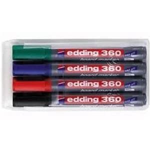 Image of Original Edding 3604S Whiteboard Marker Bullet Tip 1.5 3mm Line Assorted Colours Pack of 4 Whiteboard Markers