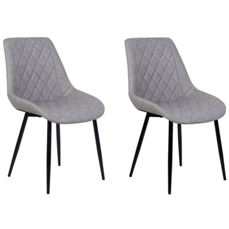 Image of Beliani Set Of 2 Dining Chairs Maribel Faux Leather Light Grey