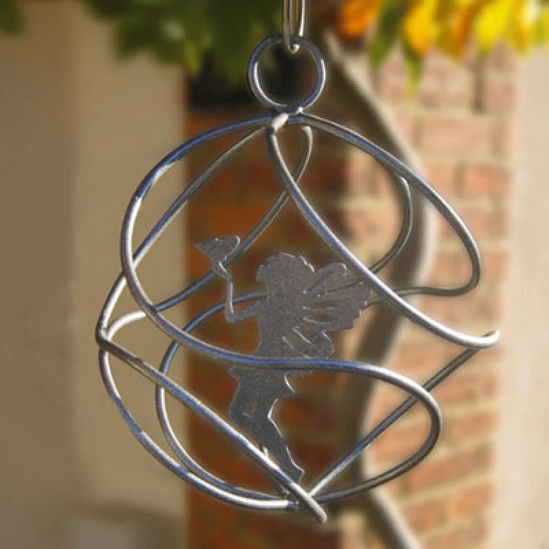 Image of Poppy Forge Fairy Catcher With Standing Fairy Silver - Hanging Ornament - Solid Steel - L27.9 X W27.9 X H27cm - Black
