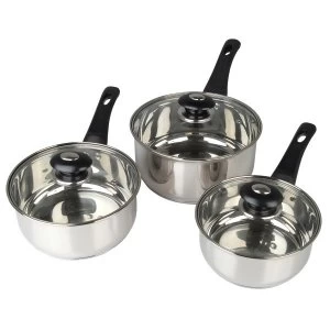 Image of Supreme Vision 3pc Stainless Sauce pan Set with Glass Lids Stainlees Steel 41 x 27 x 5.5 cm