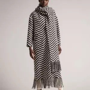 Image of Ted Baker Jilliya Chevron Knit Scarf Coat - UK 10