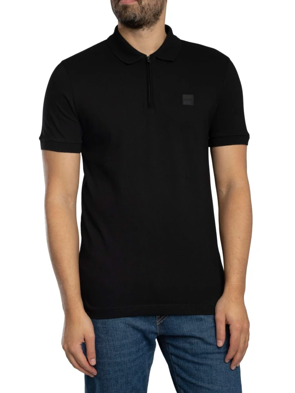 Image of Boss Passer Zip Polo Shirt Black 3XL