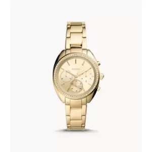 Image of Fossil Womens Vale Chronograph Gold-Tone Stainless Steel Watch - Gold