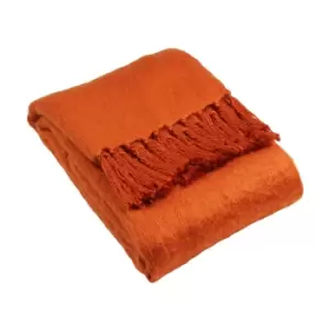Image of Riva Home Chiltern Fringed Throw Acrylic Burnt Orange