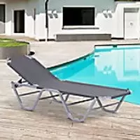 Image of OutSunny Lounge Cream With 5 Positions Silver