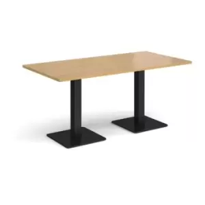 Image of Brescia rectangular dining table with flat square Black bases 1600mm x 800mm - oak