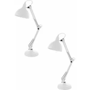 Image of 2 pack Table Desk Lamp Adjustable Colour White Flexible In Line Switch E27 40W