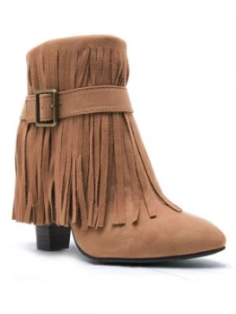 Image of Qupid Madge fringe boot White