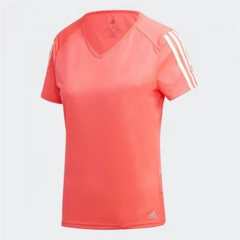 Image of adidas Womens Run It 3-Stripes T-Shirt - Signal Pink