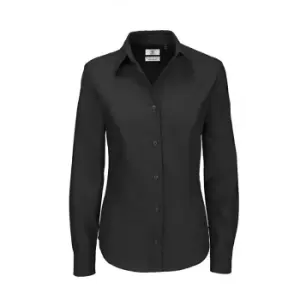Image of B&C Ladies Oxford Long Sleeve Shirt / Ladies Shirts & Blouses (4XL) (Black)