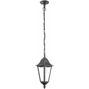 Image of IP44 Outdoor Pendant Light Black & Silver Patina 1 x 60W E27 Bulb Porch Lamp