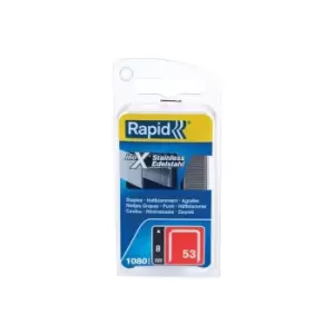 Image of Rapid 53/8B 8mm Stainless Steel Fine Wire Staples (Box 1080) RPD40109510