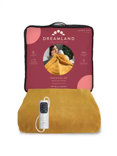 Image of Dreamland Luxurious Mustard Velvet Snuggle Up Warming Throw