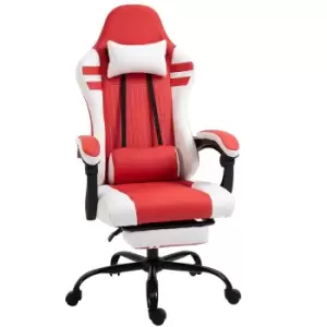 Image of Equinox Duel PU Leather Gaming Chair with Adjustable Cushions & Footrest - Red/White