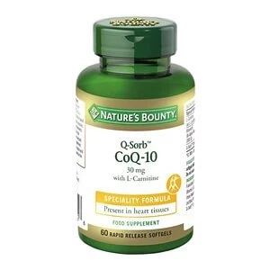 Image of Natureamp39s Bounty Q Sorb CoQ 10 30 mg with L Carnitine 60 Rapid Release Softgels