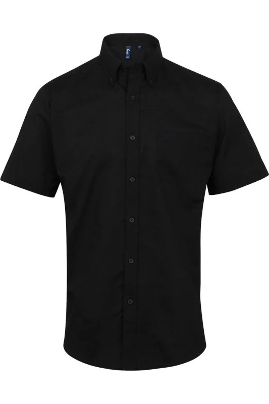 Image of Premier Premier Men Signature Oxford Short Sleeve Work Shirt in Black One Size Male 5054171153442