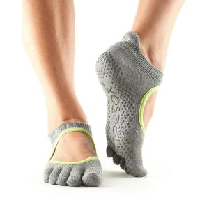 Image of Toesox Bellarina Full Toe Non Slip Socks Heather Grey - Large 9-11