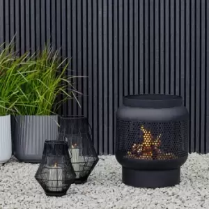 Image of Outdoor Tall Buttermere Basket Fire Pit Black H51cm W45cm