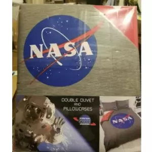Image of NASA ISA Logo Duvet Cover Set (Double) (Grey/Blue/Red)
