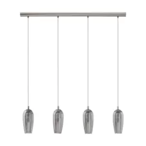 Image of Pendant Light Satin Nickel Shade Black Clear Smoked Glass Granilla Bulb G9 4x3W