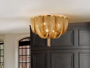 Image of Minerva 10 Light Flush Ceiling Light Nickel, G9