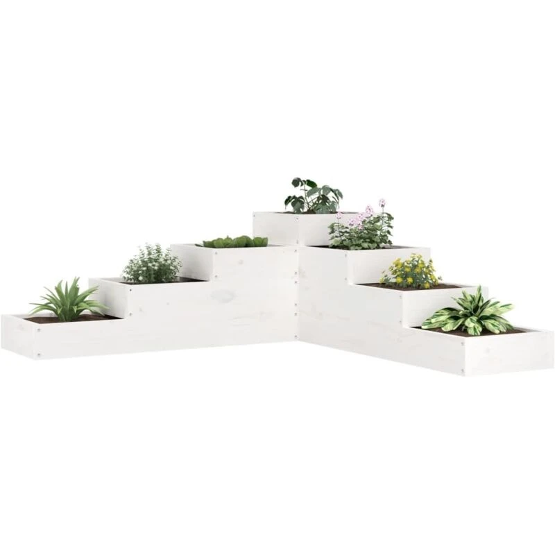 Image of vidaXL Garden Planter 4-Tier 106x104.5x36cm White - Pine, White 825325