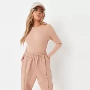 Image of Missguided Ribbed Crew Neck Body - Neutral