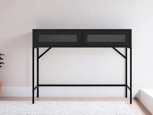 Image of LPD Lincoln Black Wood Effect 2 Drawer Console Table