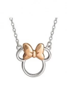 Image of Disney Minnie Mouse Sterling Silver And Rose Gold Bow Necklace