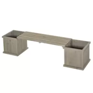 Image of Outsunny Wooden Garden Planter and Bench Combination - Grey