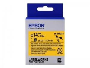 Image of Epson Label Cartridge Heat Shrink Tube (HST) LK-6YBA14 Black/Yellow D1