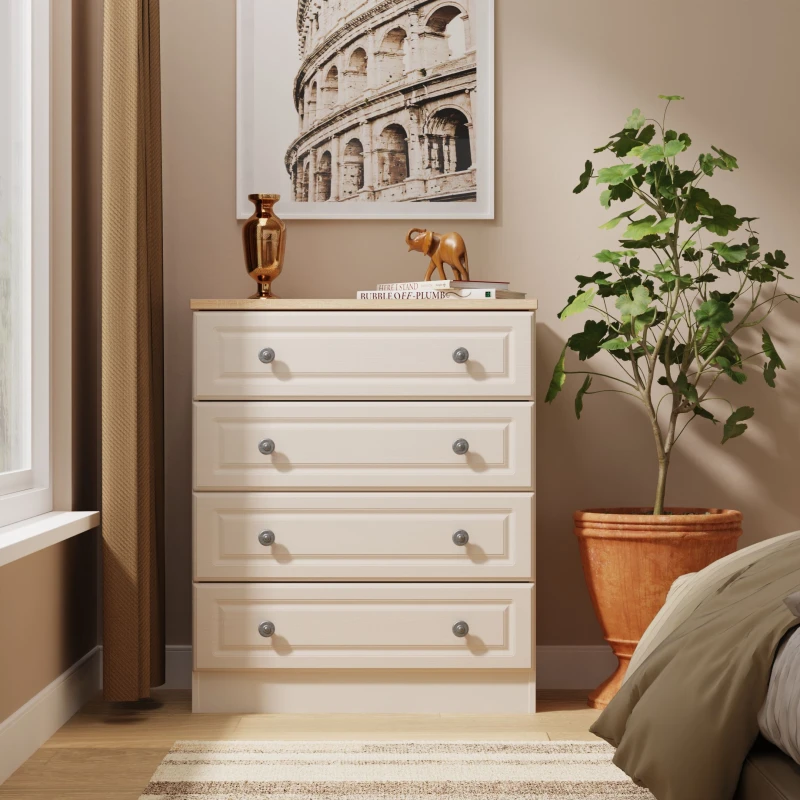 Image of Ready Assembled 2 U Surrey 4 Drawer Chest (Ready Assembled) in Taupe Size: Medium Taupe Unisex Medium