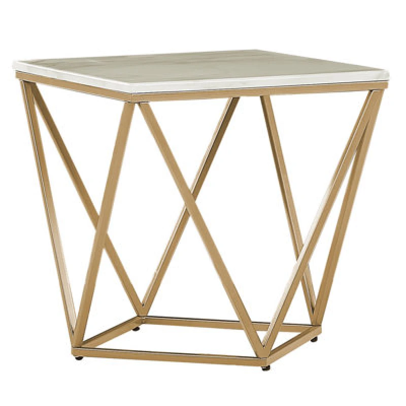 Image of Beliani Side Table Malibu Beige Marble