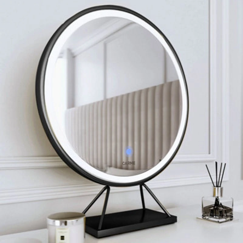 Image of CARME HOME Lucia Large Black Frame Touch Sensor LED Makeup Mirror with Lights Black unisex