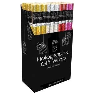 Image of Holographic Gift Wrap Display Assorted Pack of 50 3161