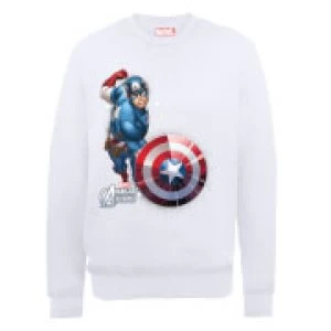 Image of Marvel Avengers Assemble Captain America Comic Burst Sweatshirt - White - S