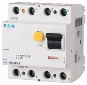 Image of Eaton 3+N, 40A RCD Switch, Trip Sensitivity 30mA, DIN Rail