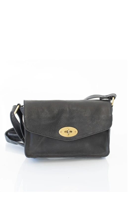 Image of PRIMEHIDE 'Columbia' Leather Ladies Medium Flapover Handbag Black