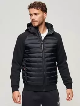 Image of Superdry Hooded Storm Hybrid Padded Jacket - Navy, Navy Size M Men