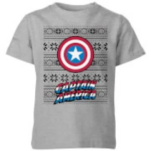 Image of Marvel Captain America Kids Christmas T-Shirt - Grey - 9-10 Years