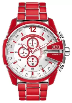 Image of Diesel DZ4638 Mega Chief (51mm) Silver Dial / Red Stainless Watch