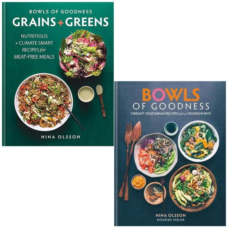 Image of Nina Olsson 2 Books Collection Set ( Bowls of Goodness Grains + Greens & Bowls of Goodness Vibrant Vegetarian Recipes Full of Nourishment ) Nina Olsso