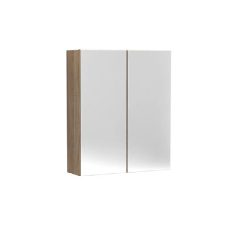 Image of NUIE Arno Mirrored Bathroom Cabinet (50/50) 715mm h x 600mm w - Bleached Oak - Nuie OFF3017