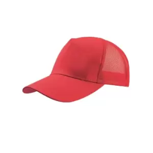 Image of Atlantis Rapper Cotton 5 Panel Trucker Cap (One Size) (Red/Red)