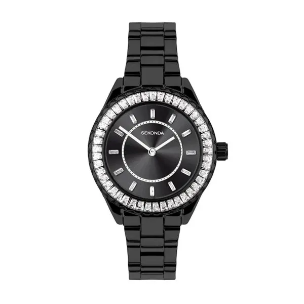 Image of Sekonda 40659 Margot Black IP Stone Set Bracelet Watch - W32370