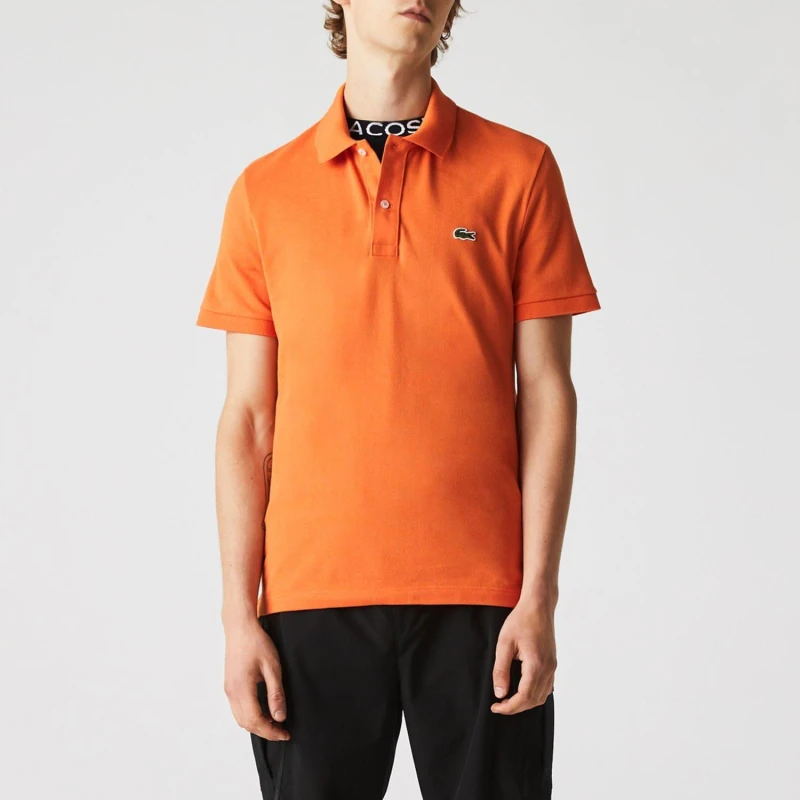 Image of Lacoste Slim Fit L.12.12 Piqu Polo Shirt - Orange Orange XS