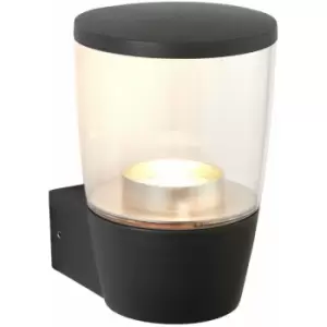 Image of Loops - IP44 Outdoor Wall Light Dark Anthracite Grey & Clear Shade 3.5W Cool White led