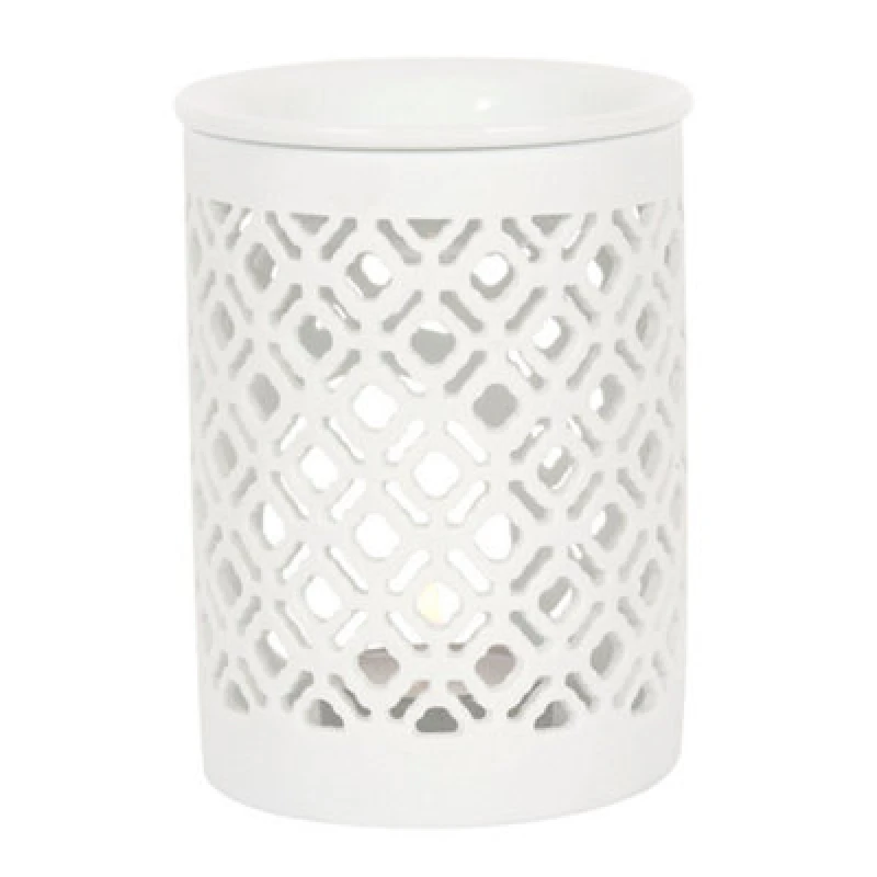 Image of Something Different Something Different Matte Lattice Oil Burner in White White One Size Unisex 5063574164672