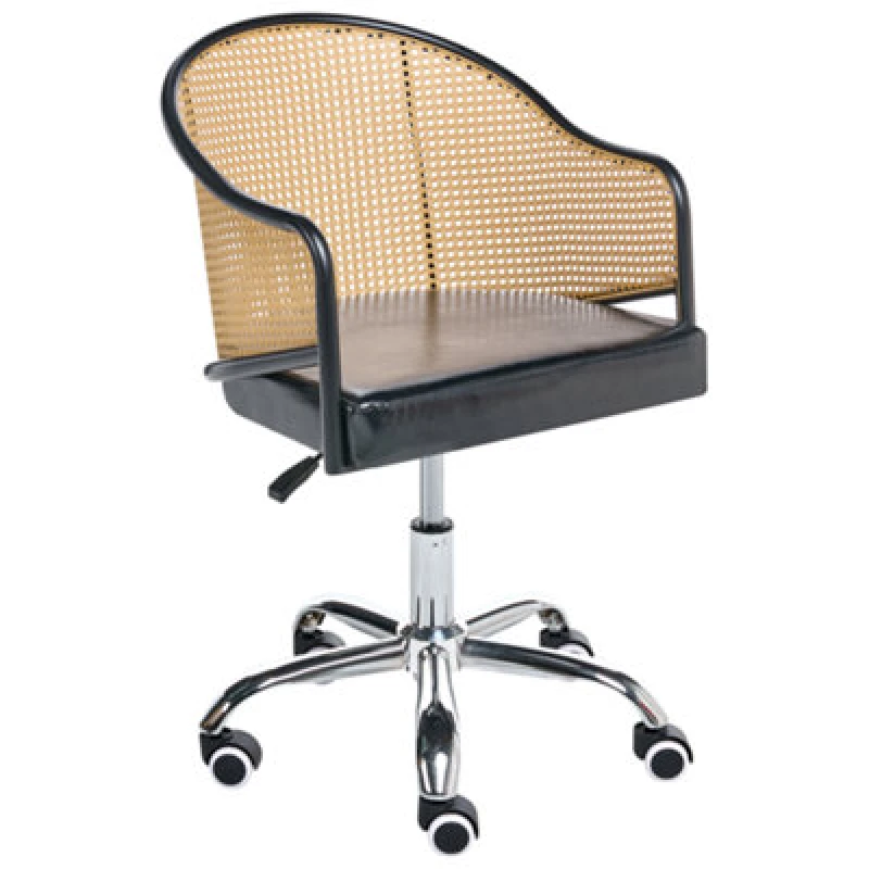 Image of Beliani Desk Chair Swivel Redding Faux Leather Black