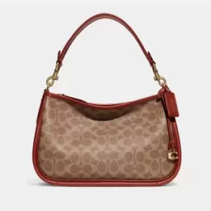 Image of Coach Cary Monogram Coated-Canvas and Leather Shoulder Bag